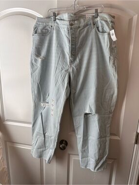 Old Navy Pale Blue Ripped Cropped Jeans